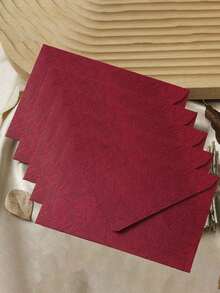 100/50/20/10pcs Plain Color Retro Multi-Purpose Envelopes, Office Envelopes, Quality Envelopes, Christmas Gift Cards, Christmas Gifts, Wedding Invitations, Gifts, Gifts For Men, Wrapping Paper, Gifts For Him, Paper, Wax Seal, Textured Envelopes - Tree Grain Drunk Red - View 3