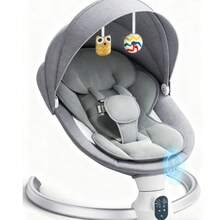 Newborn Swing Chair Bouncer - 5 Adjustable Swing Amplitudes, APP+Remote Control & Bluetooth, Portable Baby Rocker For Infants - Light Grey - View 5