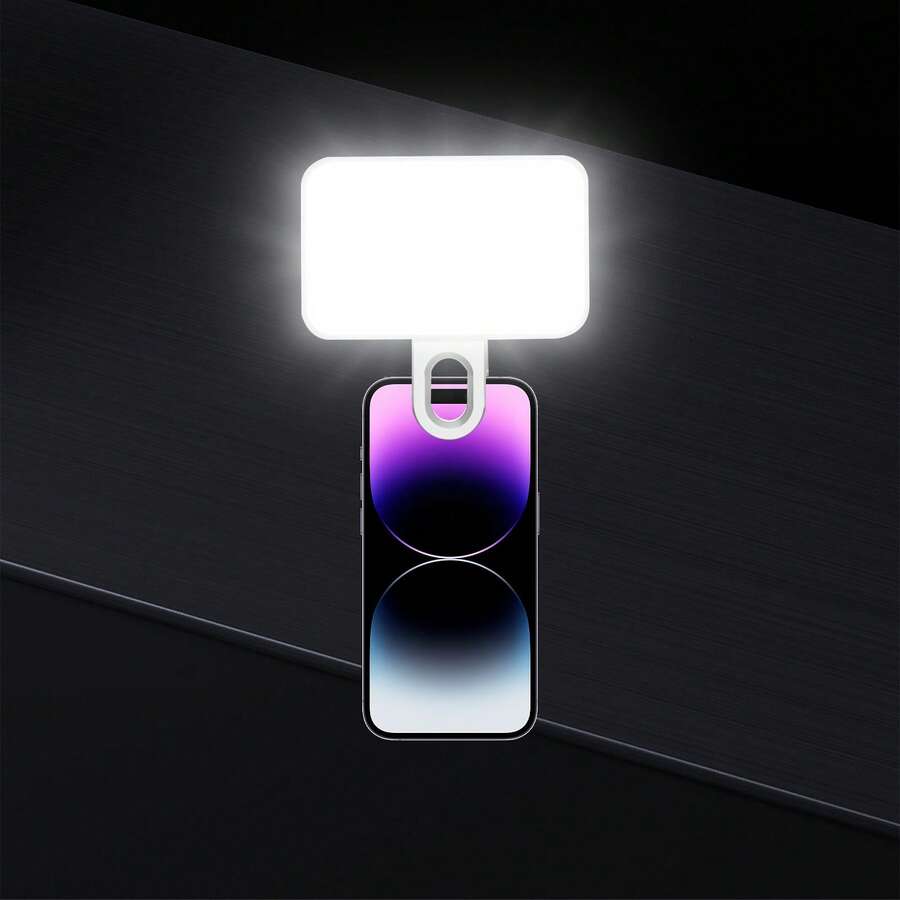 No 015062149-0001 Portable Selfie Fill Light With Clip, Suitable For Phone Camera, Video Conference, 3 Lighting Modes, Rechargeable, Compact, For Laptop/Phone/Tablet/Zoom/Makeup, Suitable For Selfie And Live Streaming, Portable Fill Light, 150mAh