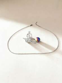 1件彩色镂空叶子流苏骨灰盒项链吊坠，女士纪念首饰，日常休闲配饰，附品牌包装盒 - 彩色 - 查看 3