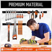 4-Pack Magnetic Tool Holder Strip 12" Magnet Bar For Garage Organization Shop Organization Mounting Screws Included. - Black - View 6