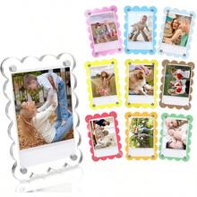 WSXC 10 Pack 2.36 X 3.54 Inch Acrylic Fridge Magnetic Frame Scalloped Double Sided Polaroid Frame Magnet Picture Frames For Fridge Suit Fujifilm Instax Mini Frames For Fridge/Locker Colorful Set - Colorful - View 1