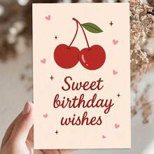 1pc Sweet Birthday Card Set With Envelopes Greeting Cards Gift Cards Cherry Hearts Stars Design With Cute Cartoon Fantasy Theme Suitable For Birthday Parties Special Celebrations Romantic Gifts Can Be Sent To Friends Family Coworkers Loved Ones Versatile Multioccasion Celebration Cards - 彩色 - 查看 2