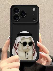 Fashionable, Popular, Personalized, Stylish White Cat Wearing Headscarf And Sunglasses Pattern Design Theme Luxury Shockproof Aesthetic Cute Phone Case, Soft-Touch Ultimate Grip, Waterproof & Durable, Dirt-Resistant, Bumper Cover With Camera Protection, Compatible With IPhone 17/17Pro/17Pro Max