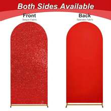 Painel de fundo circular com lantejoulas em arco, 5 pés/6 pés/6,6 pés/7,2 pés, modelo CHIARA, ideal para casamentos, festas de aniversário e decoração fotográfica (suporte para arco não incluído). - Vermelho - Ver 3