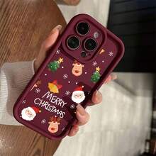 Funda de teléfono con patrón creativo de Papá Noel | Silicona suave y protectora | Compatible con Samsung (series A, S, Note 10/20),  (16, 15, 14, 13, 12 Pro Plus, X, XS Max) Compatible con Huawei, , Redmi, Oppo, Vivo, - Negro - Ver 3