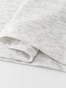 Women's Simple Solid Light Gray Undershirt, Loose Fit, Versatile For Daily, Home, Commute, Street, Y2K Style With Contrast Color Letter & Cartoon Print Crew Neck Long Sleeve Top T-Shirt - Light Grey - View 4