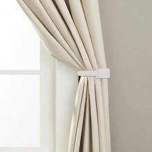QY- 1Par Ganchos para Cortinas En Forma De U De AleacióN Blanca Ganchos De Pared para Cortinas Y Abrigos Juego De Sujetadores para Hogar con Tornillos De InstalacióN FáCil -6194 - blanco - Ver 2