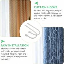 QY- 1Par Ganchos para Cortinas En Forma De U De AleacióN Blanca Ganchos De Pared para Cortinas Y Abrigos Juego De Sujetadores para Hogar con Tornillos De InstalacióN FáCil -6194 - blanco - Ver 7