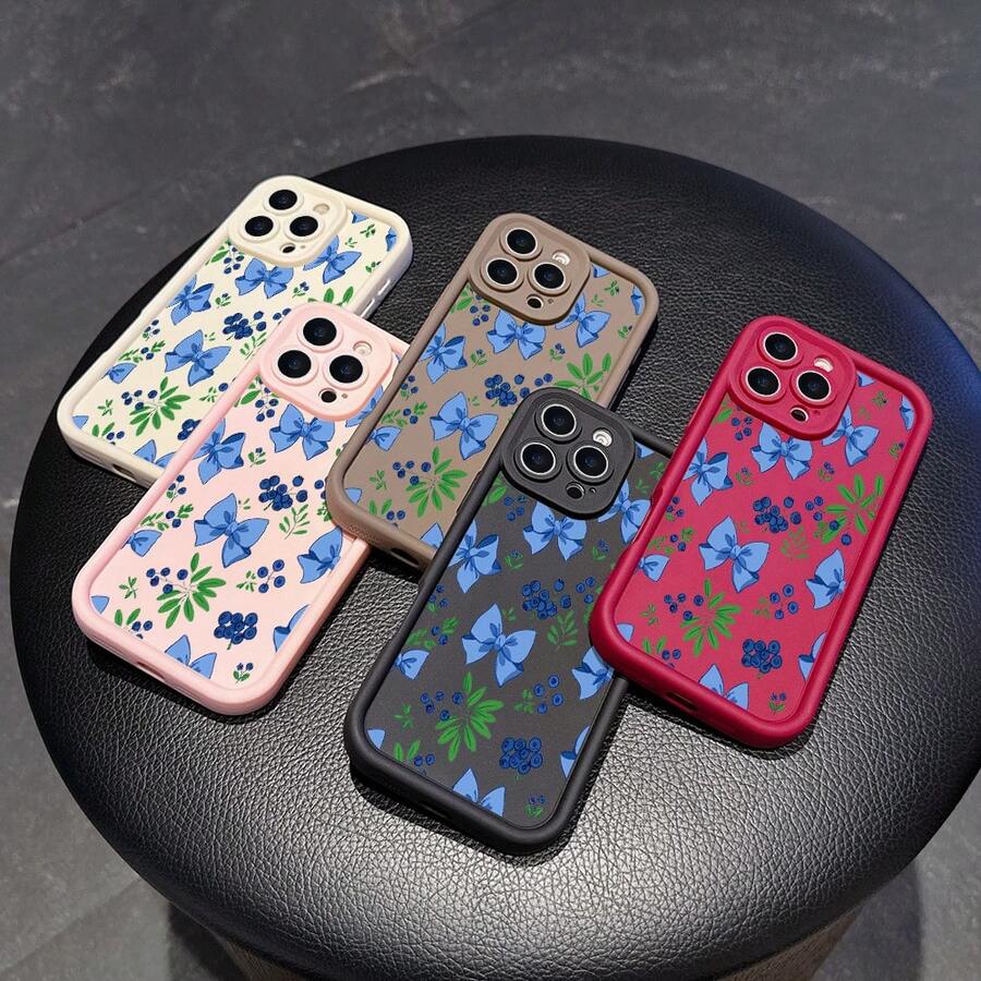 La carcasa del teléfono anti - caída simple y de moda está hecha de material tpu con un patrón floral para iPhone 17, 16, 15, 14, 13, 12, 11 Pro / air / xR / XS y samsungs25 / S24 / S23 / S22 / Fe / plus, que ofrece protección de amortiguación. Regalos para amigos y San valentín. - Blanco - Ver 1