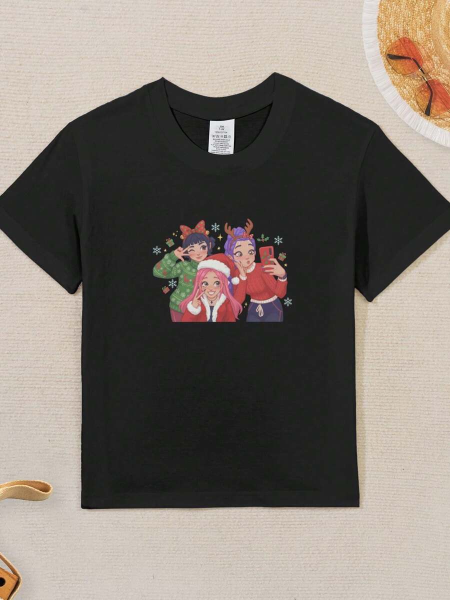 Merry Christmas! Cute K Pop Tees (54) Cute-Themed T-Shirts, Gifts For Kpop Enthusiasts, Mirah Luimi Joy Blanket, Warm Kpop Fan Gifts, Zoey, Mirah, Luimi, Sajaboy, Children's Gifts, Gender-Neutral Gifts, K-POP Fan-Related Merchandise - màu đen - Xem 1