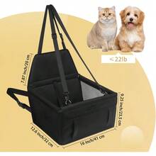 Dog Car Seat Foldable Dog Car Booster Seat Waterproof Breathable Oxford Travel Bag For Small To Medium Dogs, Puppies, And Pets-Pure Black - Pure Black - View 2