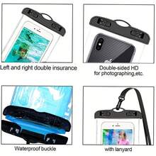 防水手机袋 - 透明干袋，适用于 14/13/12/11 Pro Max、XS/XR/X/8/7/6s Plus、SE、Galaxy S21/S20/S10 Plus、Note 10+/9、Pixel 4 XL 以及其他 7 英寸以下的手机/设备 - 耐用 ABS/PVC 材质 - 彩色 - 查看 3