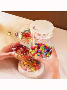 1pc Makeup Sponge Storage Box, Rotating Makeup Brush Holder, Desktop Makeup Puff Dust-Proof Organizer - White - View 7