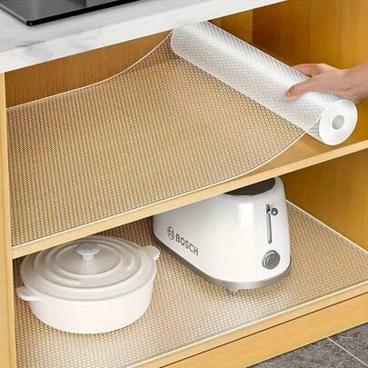 1 Roll Cabinet Liner, Suitable For Cabinets, Drawers And Refrigerators, Easy To Clean, Waterproof, Oil-Proof, Moisture-Proof, Dust-Proof, Kitchen Countertop Mat, Furniture Cabinet Drawer Organizer, Home Decor, Party And Christmas Storage