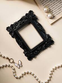 1 Khung ảnh nhựa họa tiết hoa 3D phong cách Châu Âu màu đen, Phụ kiện trang trí DIY, Thích hợp làm đạo cụ chụp ảnh, Trang trí nhà thu nhỏ, Trang trí không khí ngày lễ - màu đen - Xem 10