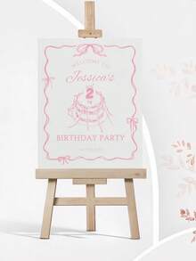 Personalized Pink Bow Welcome Sign, Suitable For Birthday Parties - Customizable Name And Date, Elegant Floral Balloon Design, Plastic Material, Suitable For Home Decor, Yard Or Event, Birthday Party Decor, Yard Decor, Modern Design,Home Decor Living Room - Multicolor - View 11