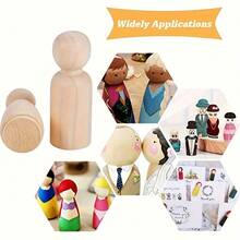 1/5pcs Unfinished Wooden Doll, Wooden Peg Doll Body, Wooden Puppet, Decorative Wooden Peg Doll, Suitable For Children DIY Art & Craft, Painting, Peg Game, Home Party Decor, Various Shapes And Sizes - 35MM - View 8