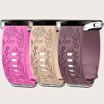 Sunflower Engraved Bands Compatible With Samsung Galaxy Watch 7/FE/6/5/4 Band 40mm 44mm,Galaxy Watch 5 Pro 45mm,Galaxy Active 2,Galaxy Watch 3,20mm Soft Silicone Replacement Sport Strap For Women
