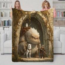 []One Piece Labyrinth Partner Combination Printed Flannel Blanket Flannel Fabric Soft And Warm Blanket For Living Room And Bedroom Home Decoration Travel - 彩色 - 查看 3