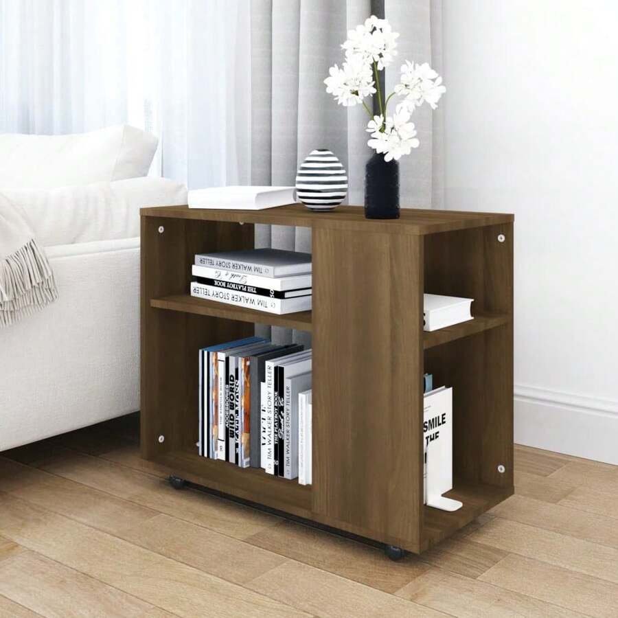 Side Table Brown Oak 70x35x55 Cm Engineered Wood - Brown - View 1