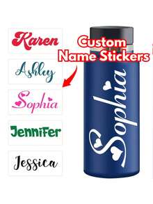 Customized Name Stickers, Suitable For Glass Cups, Gift Boxes Or Use; Personalized Vinyl Labels, Suitable For Bridesmaid Invitations, Office Valentine's Day Gifts, Father's Day Gifts; Can Also Be Used To Personalize Water Bottles, Mugs, Cups, Laptops, Etc.; Customized Label Decorations - Multicolor - View 2