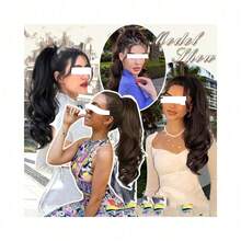 Hair Clip Style Wavy Ponytail Curly Hair Long Curly Hair Fluffy Solid Color High Temperature Silk - Burgundy - View 2