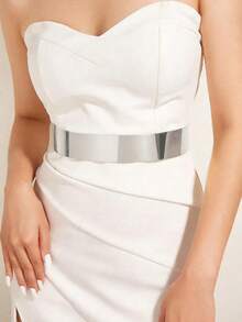 1 chiếc vòng eo kim loại mạ vàng họa tiết kim cương hình học, thích hợp cho váy dài, các dịp trang trọng, đám cưới, tiệc tùng - Bạc - Xem 17