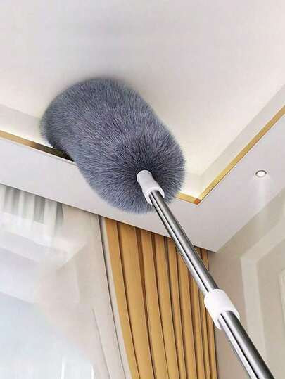 1 pieza Plumero extensible para ventilador de techo con cepillo de limpieza, limpiador de polvo para techos para el hogar, barre techos, paredes y techos, fibra ultrafina desmontable y lavable para ventilador de techo, cocina, sala de estar, dormitorio, pasillo