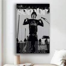 Framed Sombr USA Tour Poster Canvas Print,Black And White Wall Art, Vintage Print Birthdays,Valentine's Day, Mother's Day, New Year, Halloween,Thanksgiving Day, Christmas, Easter For Living Room, Bedroom, Kitchen,Restroom Decoration - Framed - View 2