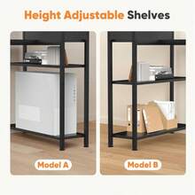 47 Inch L Shaped Computer Desk With Reversible Storage Shelves, Home Office Corner Desk Study Writing Table With Hutch, Study, - 黑色 - 查看 7