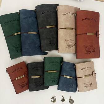 TN/Passport Traveler Notebook, SIM PU Pockets Note Book Set, 30 Sheets Blank Refill Papers, Journal Handbook With Straps Stationery Supplies