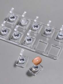 亚克力美甲练习架及双面美甲贴纸套装，假指甲贴片美甲练习工具高品质展示架，适用于猫眼美甲练习展示，非磁性猫眼吸盘，适合初学者练习展示，美甲沙龙DIY美甲用品 - 無色 - 查看 8