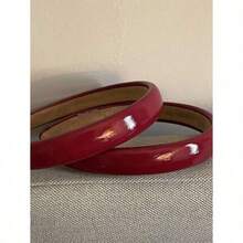 1pc Retro Red PU Leather High Hairline Wash Face Non-Slip Headband Accessories Hairband Hair Hoop Hairband Hair Hoop Headbands - 酒紅色 - 查看 4