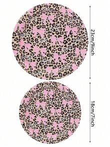 10pcs/20pcs/50pcs Leopard Bow Paper Plates Leopard Print And Pink Bow Wild Party Plates Decorative Tableware Supplies Table Decor Animal Birthday Decor For Birthday Wedding Bridal Shower Bachelorette Party Celebration Favors - Multicolor - View 2