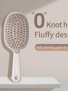 1pc Self-Cleaning Cushion Massage Comb - Ergonomic Handle, Gently Detangles Regular Hair, Increases Volume And Shine, Ideal For Home Use, Hair Care Tool, Fashionable Design, Durable Plastic Material, Bone Comb, Coral Color Ladies Comb, Volumizing Hair Brush, Foldable Hair Brush, Women's Comb, Large Comb, High-Top Comb, Women's Comb - Multicolor - View 2