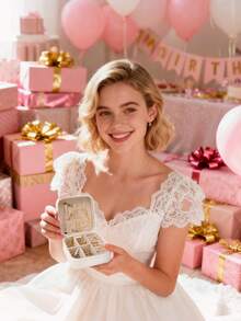 Personalized Handwritten Name Heart-Shaped Jewelry Box - Customized Beige Travel Jewelry Storage Box,Customized Jewelry Box For Women, Can Print Personalized Name, Zipper Closure, Fabric Lining, Perfect Bridesmaid Invitation Gift Or Couple's Keepsake, Elegant Design | Soft Lining, Wedding Gift, Jewelry Box - Multicolor - View 7