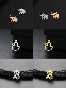 AMAXER 5件套不锈钢可爱小象、鸭子和熊动物吊坠，可DIY项链、耳环、手链饰品制作，送朋友的礼物 - 動物系列 - 查看 1