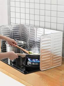 1/2 Packs Aluminum Kitchen Splash Guard - Foldable, Non-Food Contact Grease & Heat Protection, Suitable For Gas Stove, Cooking Protection, Splatter Shield - Multicolor - View 2