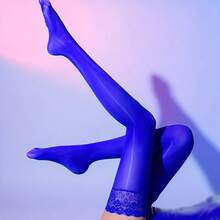 Damen glänzende undurchsichtige Strumpfhose ohne Schritt, Spitzen-Oberschenkelstrümpfe mit Blumenmuster, glänzende transparente rutschfeste Clubwear-Oberschenkelstrümpfe, sexy Oberschenkelstrümpfe, sexy Wäsche, sexy elastische Kniestrümpfe, perfekt für Bürodamen, Paargeschenk, Party & Wäsche, Valentinstag-Geschenk, Nachtclub-Outfit, Rave-Party, romantisches Date, Urlaub, Alltagskleidung - Verschiedenfarbig - Übersicht 15