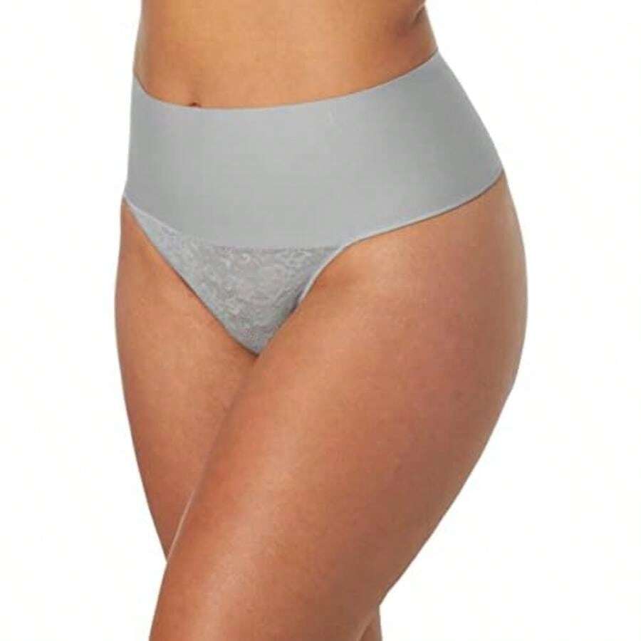 aidenform Tame Your Tummy Shaping Tanga de Encaje con Comodidad Fresca Faja para la Cintura para ujer(Encaje de filigrana plateada XL Extra amplio) - Multicolor - Ver 1
