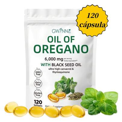  GWYNNE Ano Cápsulas Oil Of Oregano blandas 6000mg por dosis 120 cápsulas suplemento aceites esenciales orégano antioxidante salud inmune digestiva bactericida natural Buen fino regalos navideños