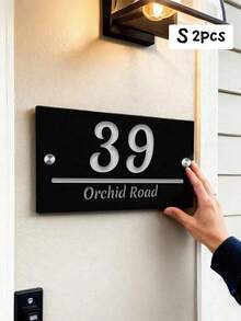 Customized Outdoor House Number Plate, Personalized Acrylic Black House Number Sign, Customized Home Address Plaque, Customizable Outdoor Street Address Plate, Home Decor, Wall Plaque, Christmas Wall Decor, Christmas, Christmas Gift, Garden, Outdoor, Friend , Family, Mom, Dad, Unique Gift - Style a - View 8