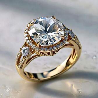 14K镀金优雅女士订婚戒指，镶嵌闪亮合成立方氧化锆——完美适用于婚礼、订婚、周年纪念、情人节礼物、圣诞节、奢华风格、派对配饰