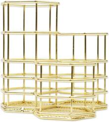 Organizador De Escritorio, Organizador de brochas & Portalápices Metal, Soporte Para Accesorios De Oficina (Gold) - Dorado - Ver 9