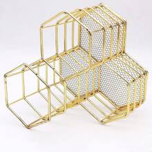Organizador De Escritorio, Organizador de brochas & Portalápices Metal, Soporte Para Accesorios De Oficina (Gold) - Dorado - Ver 2