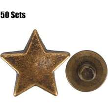 GLOGLOW 50 Juegos de Remaches de Ropa, Remaches de aleación de Zinc anticorrosión de 12 mm en Forma de Estrella, Tornillo Plano, Accesorio de Ropa para Zapatos Bolsos de Cuero, Bronce, a - Bronce - Ver 9