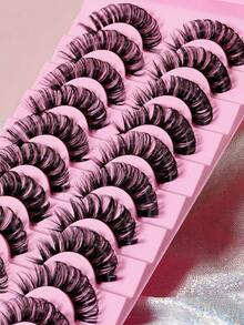 10 Pairs Russian Volume False Eyelashes, Suitable For Eye Makeup - Black - View 4