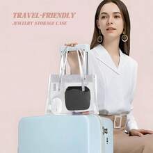 Travel Jewelry Case, Small Travel Jewelry Box With 6 Velvet Jewelry Bag Pouch, Portable Travel Jewelry Organizer Rings Earrings, Gifts Women Beige - 黑色 - 查看 8