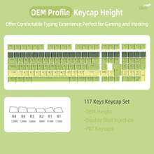 ATTACK SHARK 112键定制ABS双色注塑键帽套装，OEM高度，兼容61/68/87/98/100/104键TKL、60%及全尺寸机械键盘，适配Cherry MX/Gateron/Outemu十字轴，美式布局 - 彩色 - 查看 5